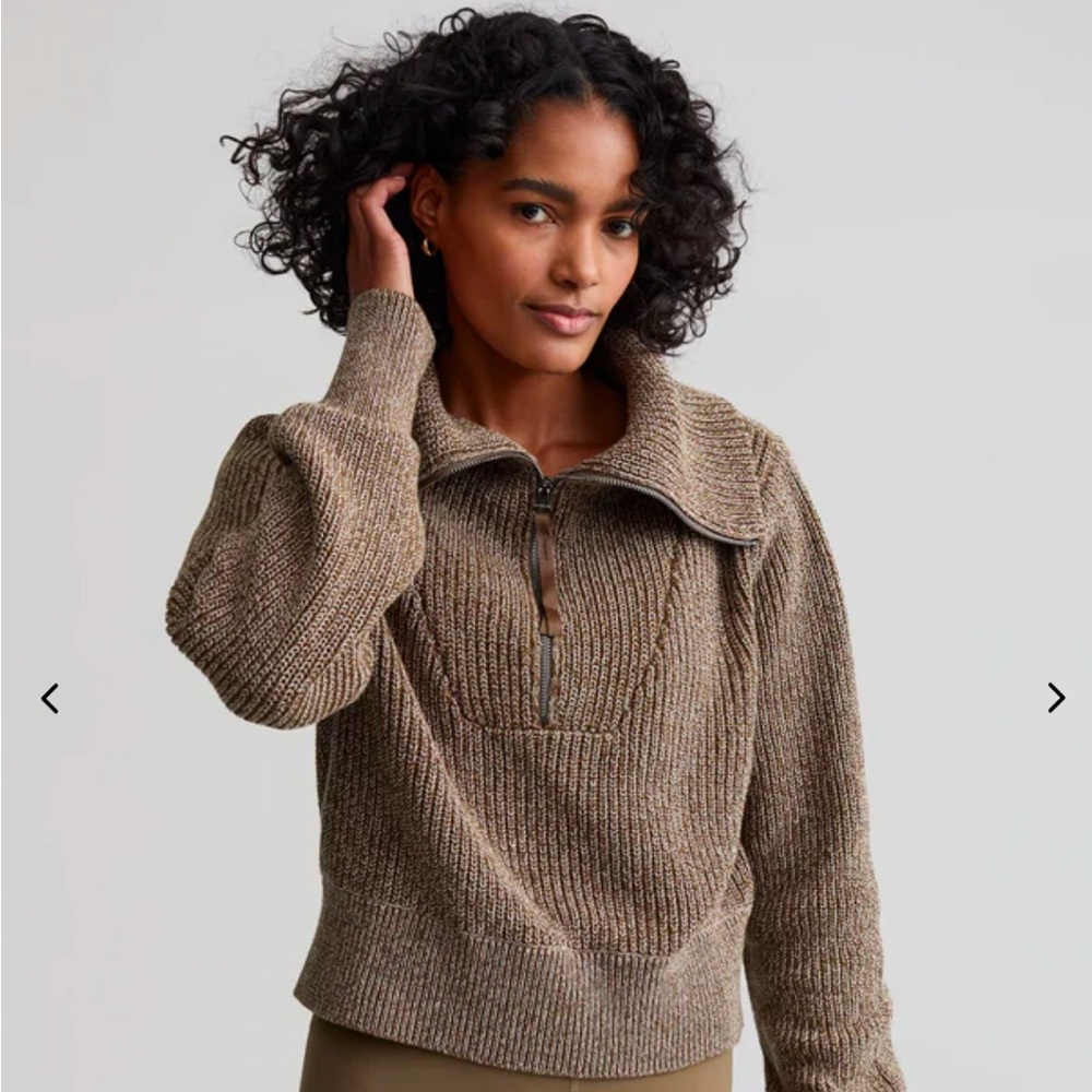 NWT Varley Mentone Knit sweater in dark Olive Speckle color